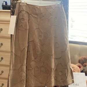 Tan suede essence stitch 100% leather skirt, size 2